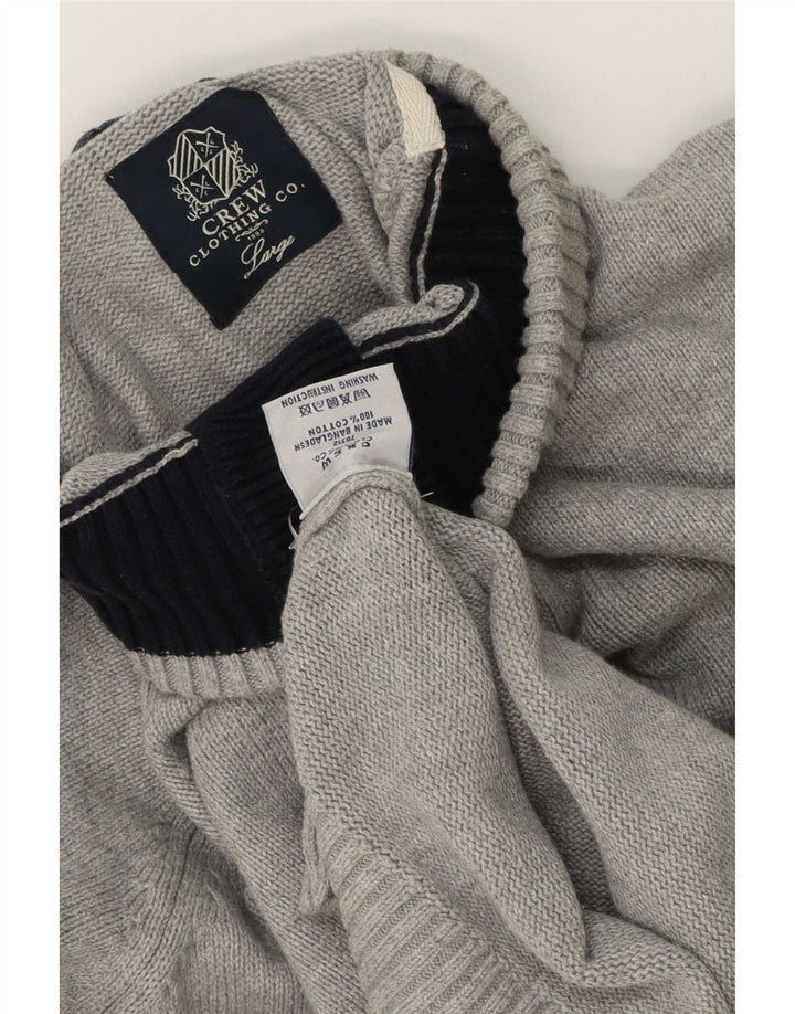 Crew Clothing Maglione da uomo con collo a bottoni, grande cotone grigio