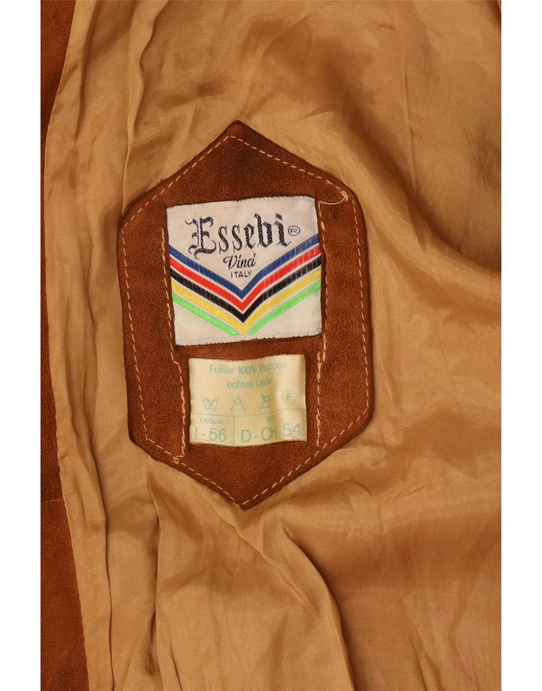 ESSEBI Giubbotto bomber in pelle scamosciata da uomo UK 40 Large in pelle marrone