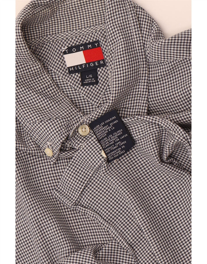 Camicia da uomo Tommy Hilfiger grande in cotone pied de poule grigio