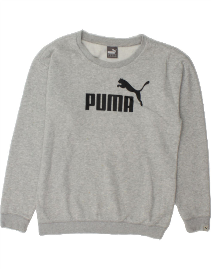 PUMA Womens Oversized Graphic Sweatshirt Jumper UK 10 Small Grey Cotton Vintage Puma and Second-Hand Puma from Messina Hembry 