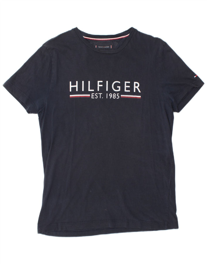 T-shirt grafica da uomo Tommy Hilfiger Top in cotone blu navy medio