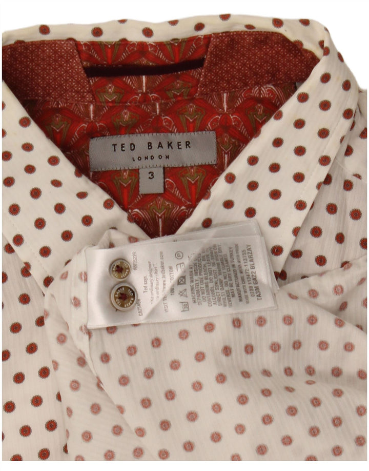 Camicia da uomo Ted Baker taglia 3 cotone maculato bianco medio