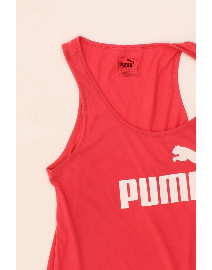 PUMA Womens Graphic Vest Top UK 8 Small Red Vintage Puma and Second-Hand Puma from Messina Hembry 