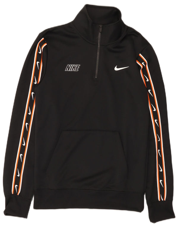 Felpa Nike da uomo con collo con zip grafica, maglione XS, poliestere nero