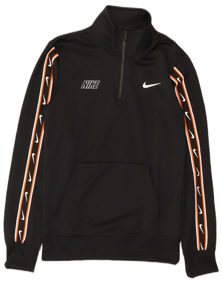 Felpa Nike da uomo con collo con zip grafica, maglione XS, poliestere nero