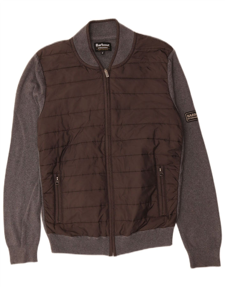 Maglione cardigan da uomo Barbour in cotone grigio medio