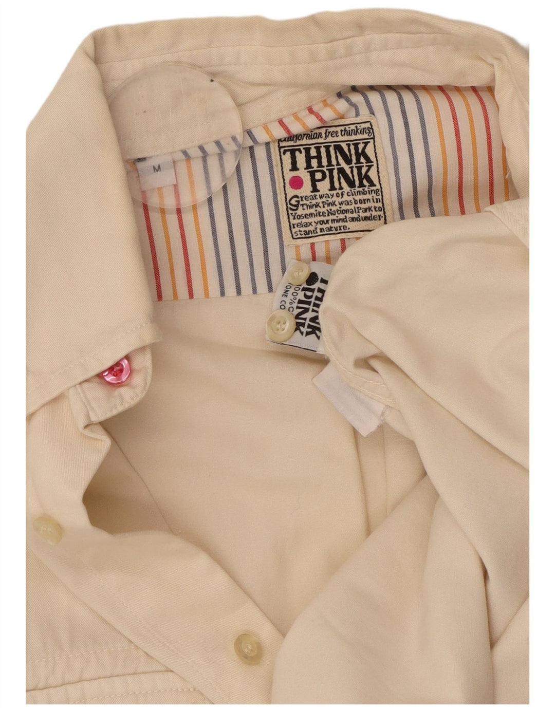THINK PINK Camicia da uomo in cotone beige medio