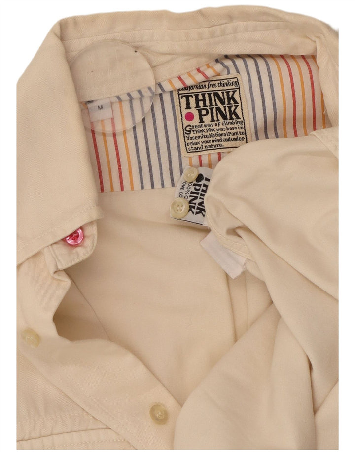 THINK PINK Camicia da uomo in cotone beige medio