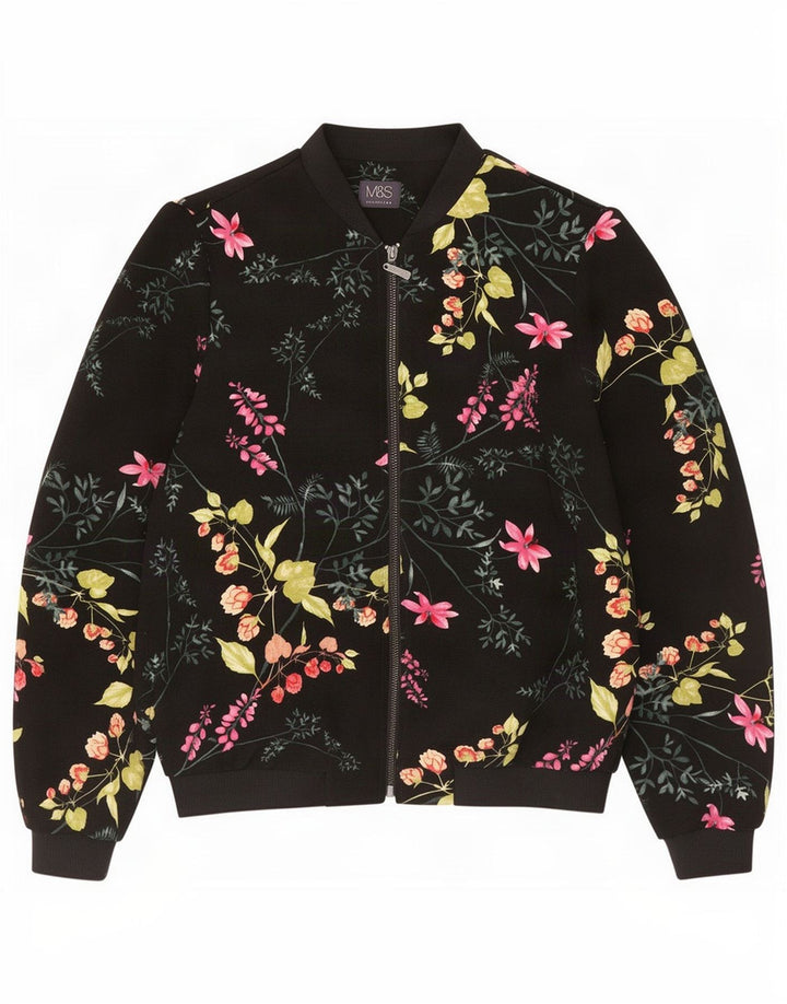 Giubbotto bomber oversize da donna Marks & Spencer UK 10 piccolo floreale nero