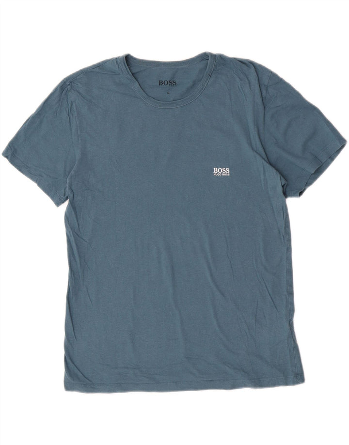 T-shirt da uomo Hugo Boss Top in cotone blu medio
