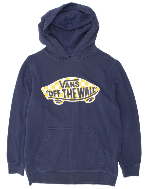 Vans Boys Graphic Hoodie Jumper 10-11 Years Medium Navy Blue Cotton