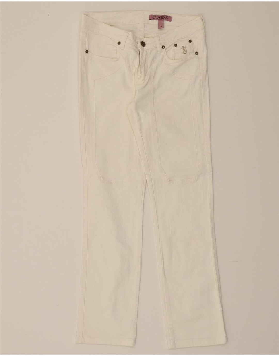 JECKERSON Womens Straight Jeans W29 L31 White Cotton Vintage Jeckerson and Second-Hand Jeckerson from Messina Hembry 