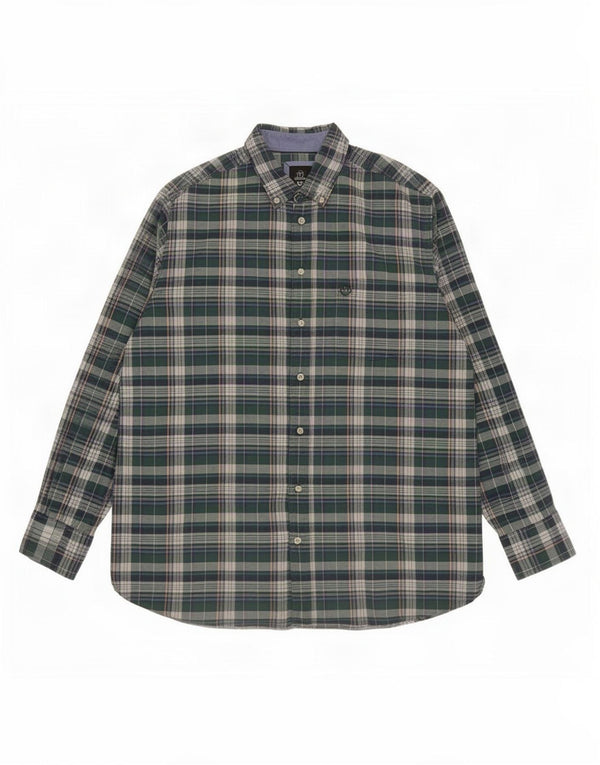Camicia da uomo Bugatti taglia 41/42 grande motivo a quadri verdi