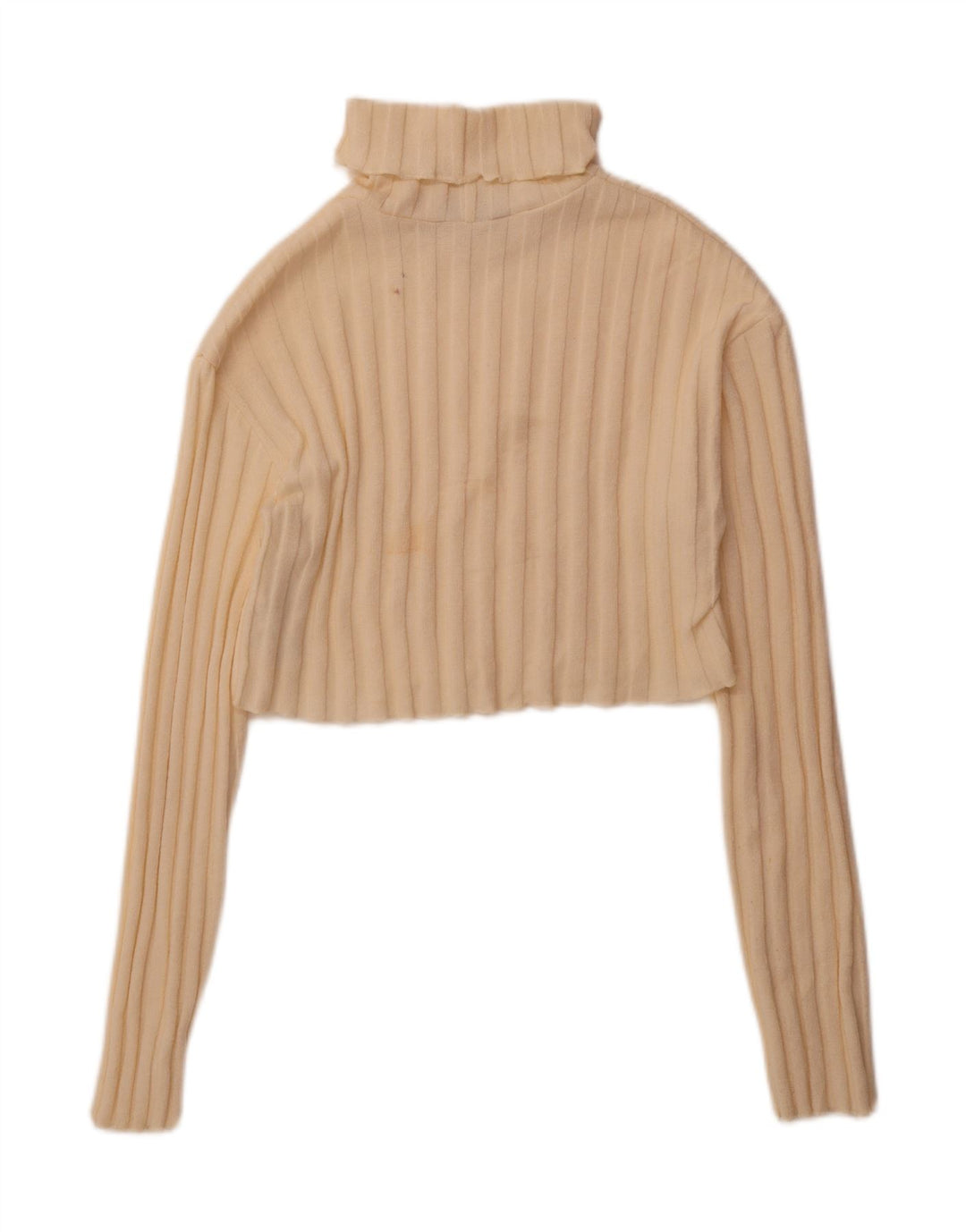 ZARA Womens Crop Roll Neck Jumper Sweater UK 10 Small Yellow Polyester