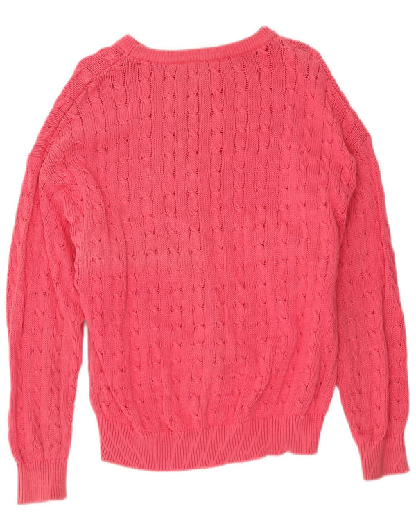 Maglione da donna con scollo a barca Benetton UK 14 grande cotone rosa