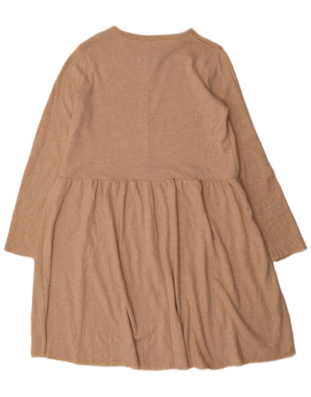 Abito maglione a maniche lunghe da donna Zara UK 14 Poliestere beige medio