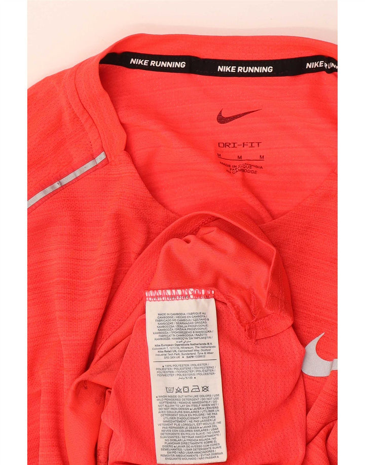 T-shirt da uomo Nike Dri Fit, top in poliestere a righe rosse medie