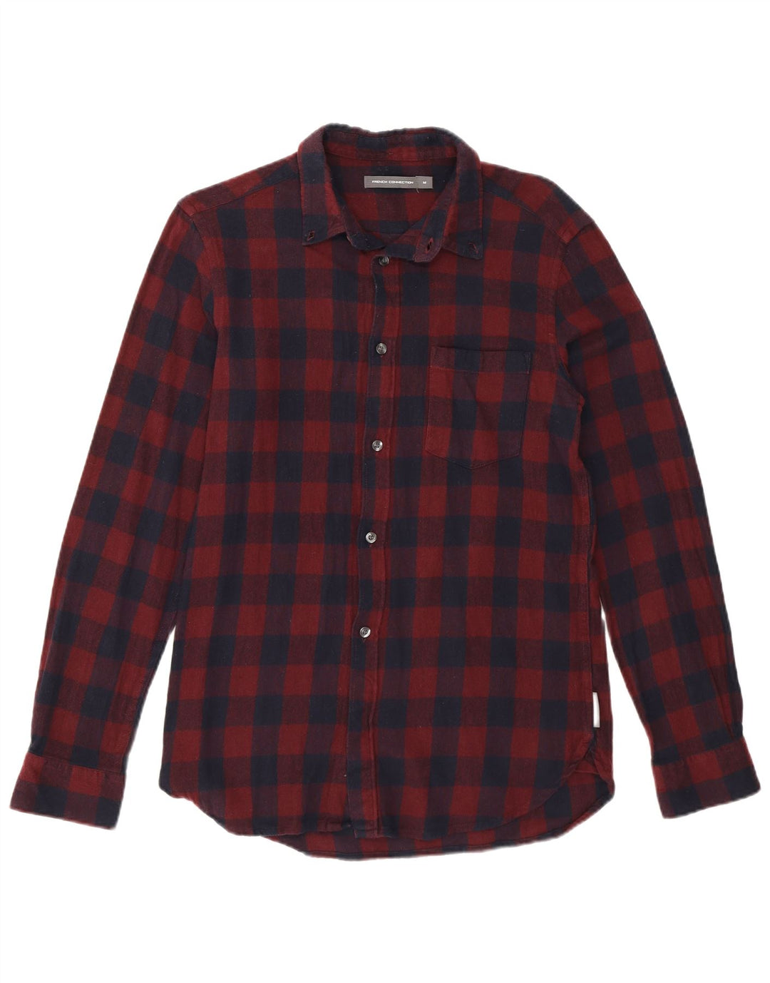 Camicia da uomo in flanella di French Connection, cotone a quadretti bordeaux medio