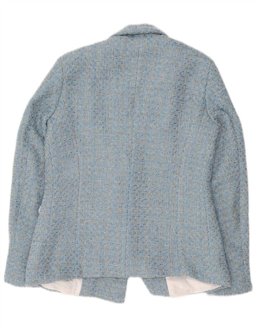 Giacca blazer doppiopetto vintage da donna UK 10 piccola blu screziata