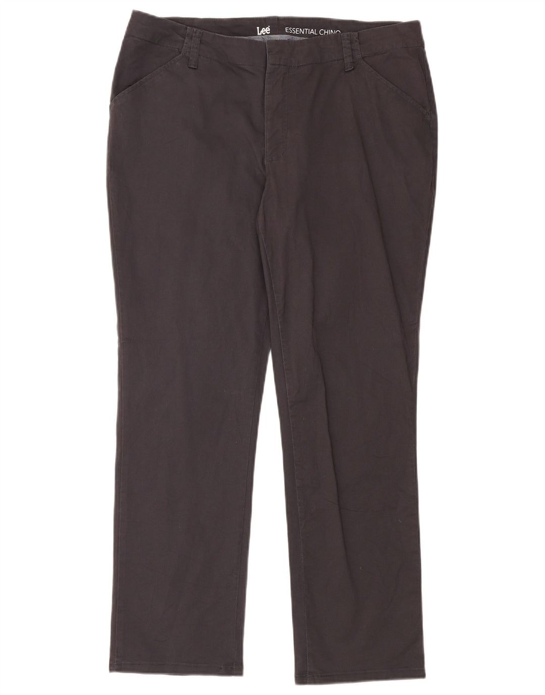 Pantaloni chino dritti da donna Lee US 14 XL W36 L30 cotone grigio