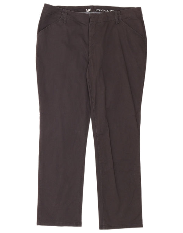 Pantaloni chino dritti da donna Lee US 14 XL W36 L30 cotone grigio