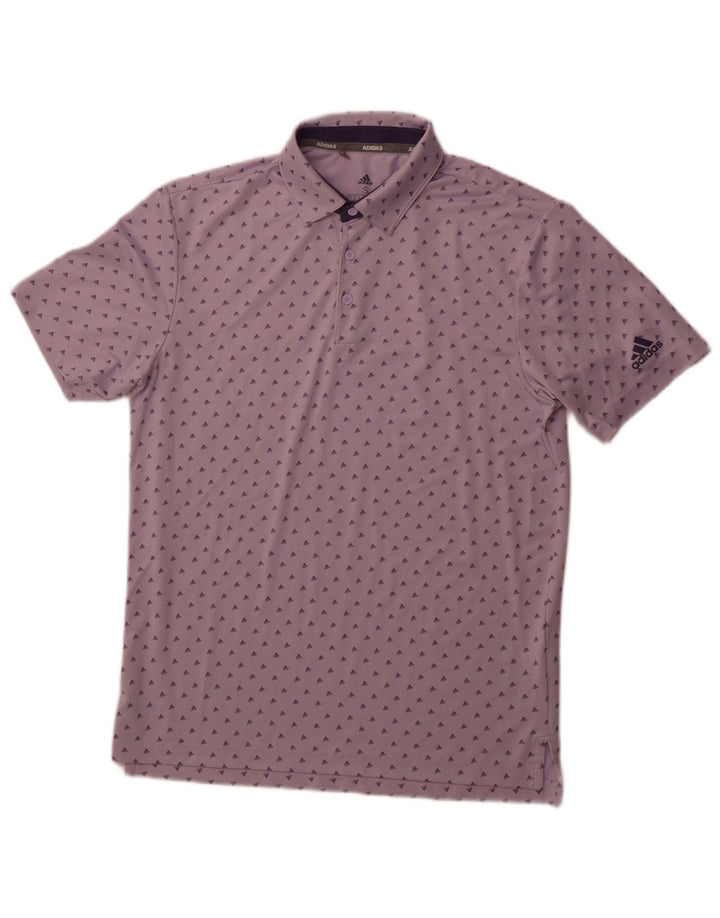 ADIDAS Mens Polo Shirt Small Purple Spotted Polyester