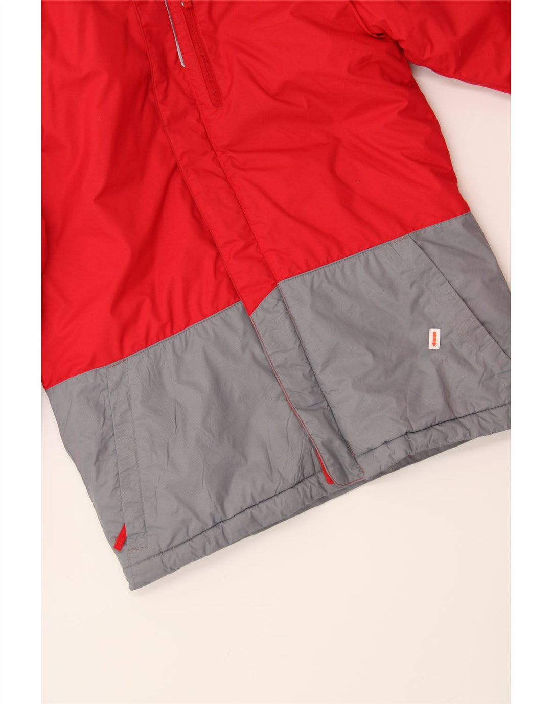 COLUMBIA Boys Hooded Windbreaker Jacket 11-12 Years Medium Red Colourblock Vintage Columbia and Second-Hand Columbia from Messina Hembry 