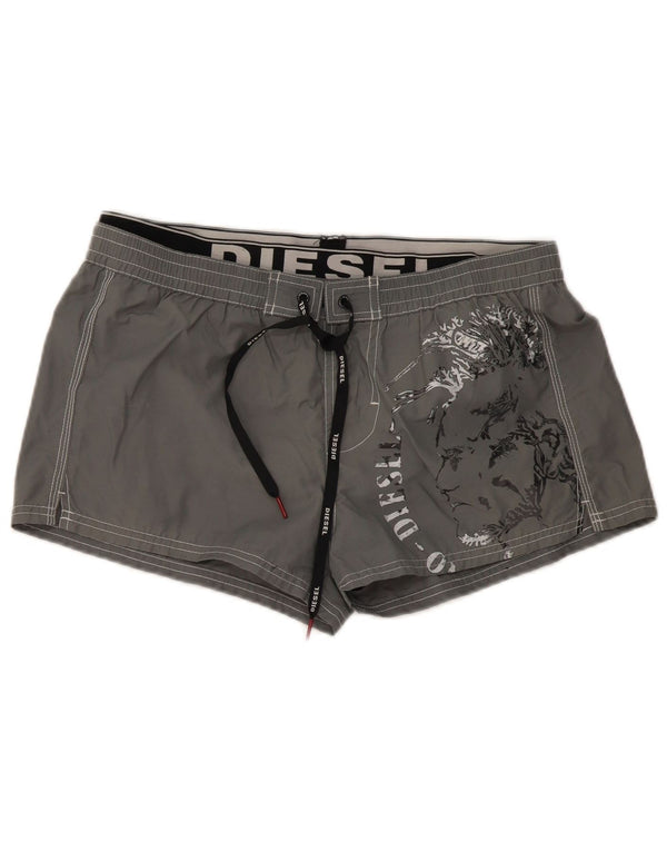 Pantaloncini da bagno grafici da donna Diesel UK 16 grandi cotone grigio