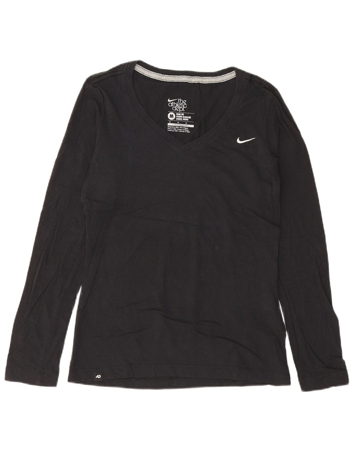 Top Nike da donna slim fit manica lunga UK 12 cotone medio nero