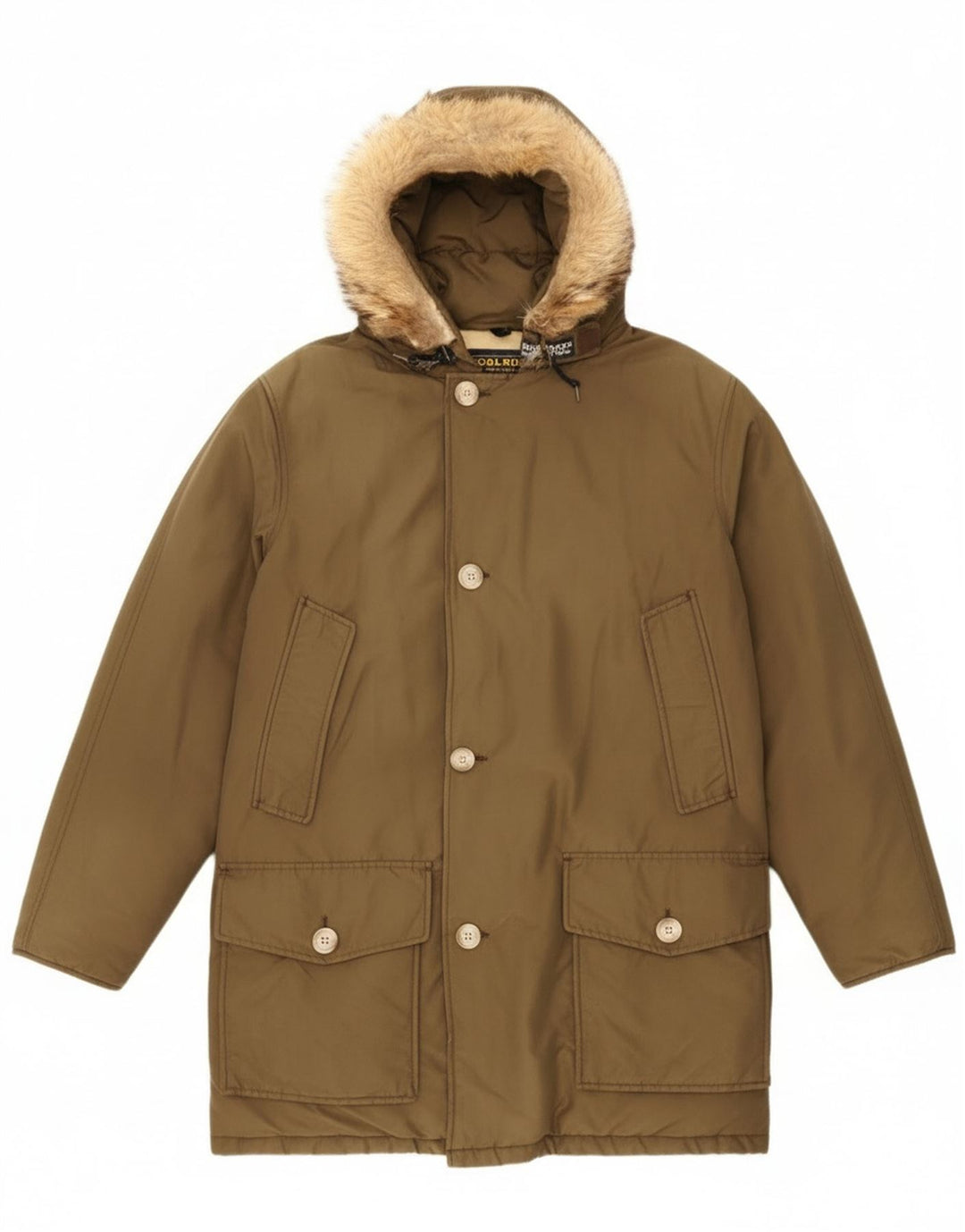 Cappotto imbottito con cappuccio da uomo Woolrich UK 36 piccolo kaki
