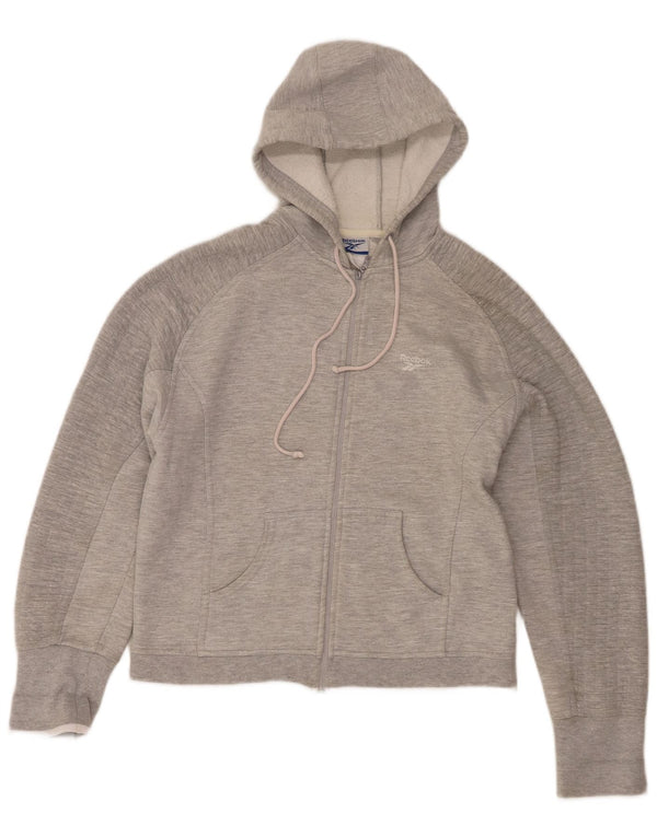 Maglione con cappuccio e zip da donna Reebok UK 12 Cotone chiazzato grigio medio