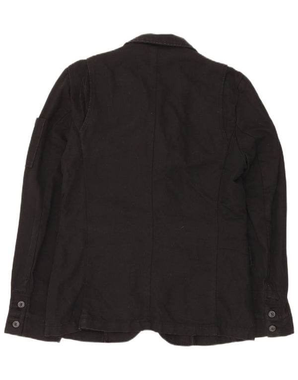 BENETTON Giacca Blazer a 3 Bottoni da Uomo IT 48 Lino Medio Nero