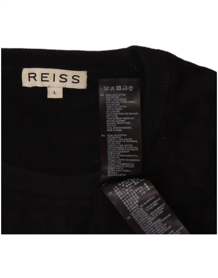 Maglione maglione girocollo da uomo Reiss grande cotone nero