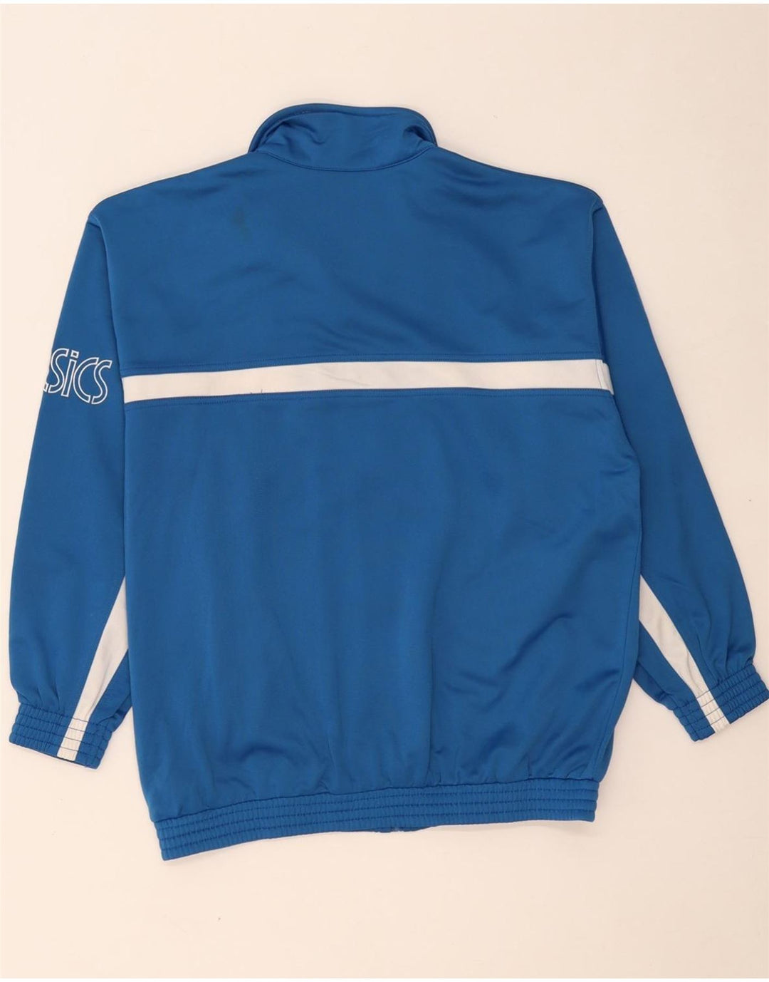 ASICS Boys Graphic Tracksuit Top Jacket 13-14 Years Blue Colourblock