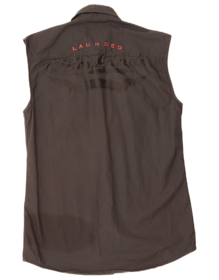 Camicia senza maniche grafica da uomo Jack & Jones in cotone grigio medio
