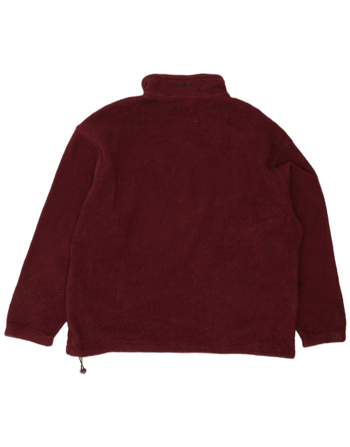 Maglione in pile da uomo con zip e collo Eddie Bauer, grande, in poliestere bordeaux