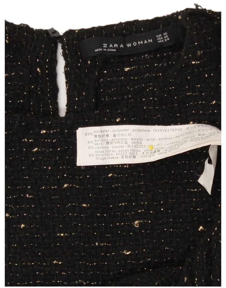 Top Zara da donna oversize con maniche a 3/4 UK 6 XS poliestere chiazzato nero