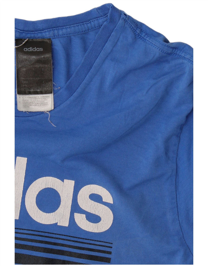 T-shirt grafica da uomo Adidas Top grande in cotone blu