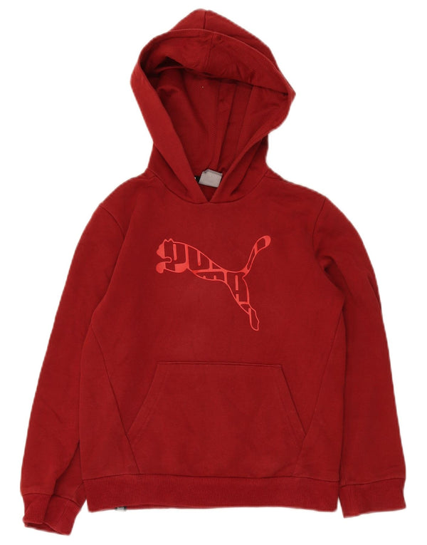 Felpa con cappuccio grafica PUMA da bambino 9-10 anni in cotone rosso