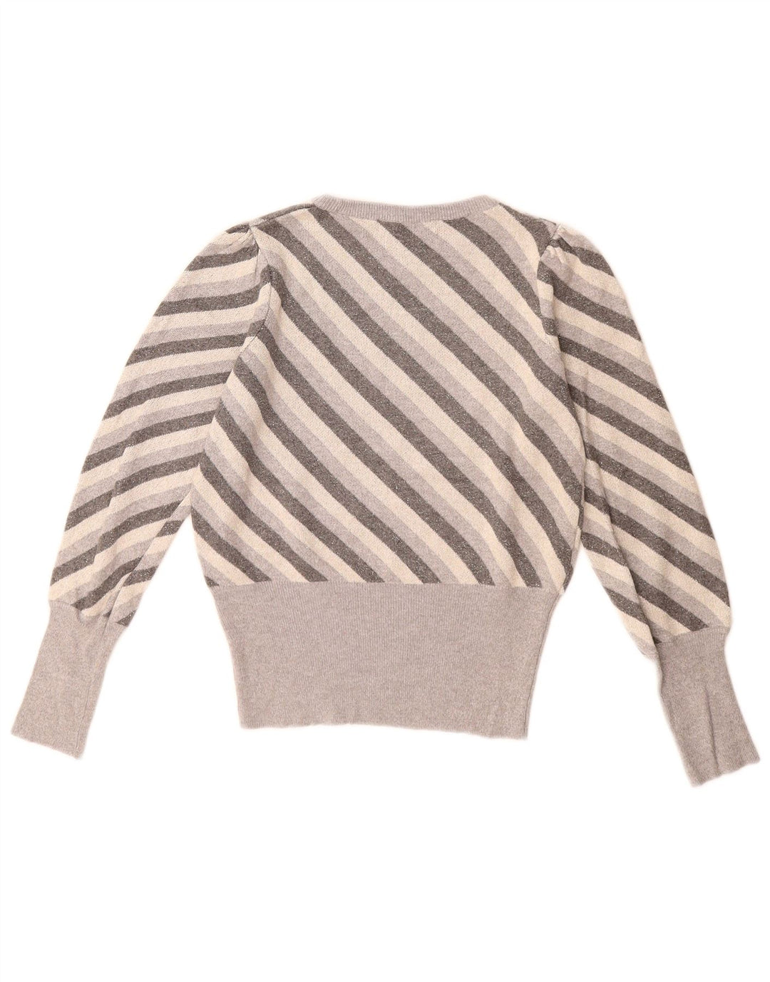 Maglione maglione girocollo da donna Marks & Spencer UK 8 piccolo grigio a righe