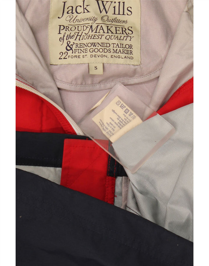 Giacca antipioggia con cappuccio da uomo Jack Wills UK 36 Small Nylon rosso a blocchi di colore