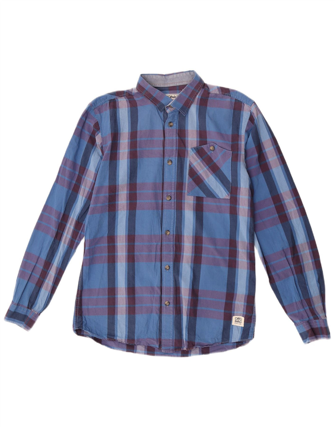 Camicia da uomo Jack & Jones in cotone scozzese blu medio