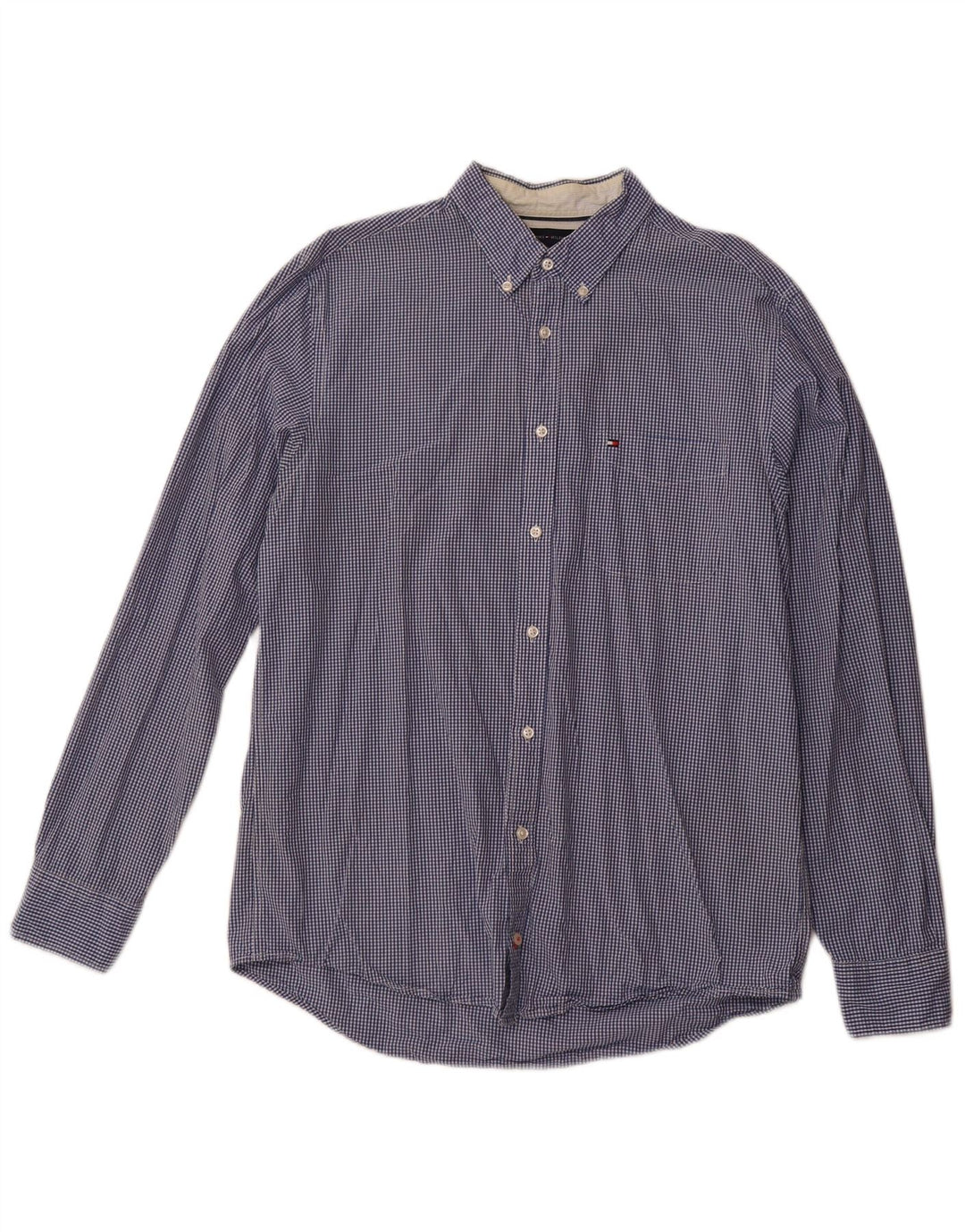 TOMMY HILFIGER Camicia da uomo vestibilità regolare grande cotone a quadretti blu