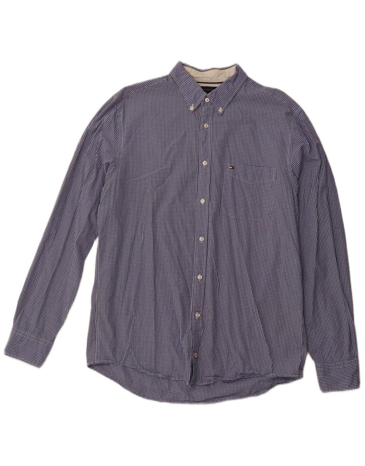 TOMMY HILFIGER Camicia da uomo vestibilità regolare grande cotone a quadretti blu
