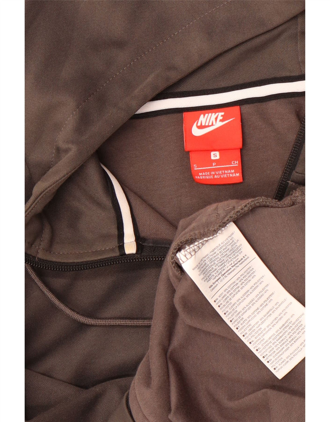 Felpa con cappuccio e zip Nike da uomo, piccola, in cotone color block grigio
