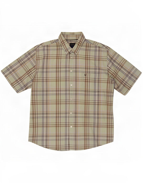Camicia a maniche corte da uomo James Pringle XL in cotone scozzese verde