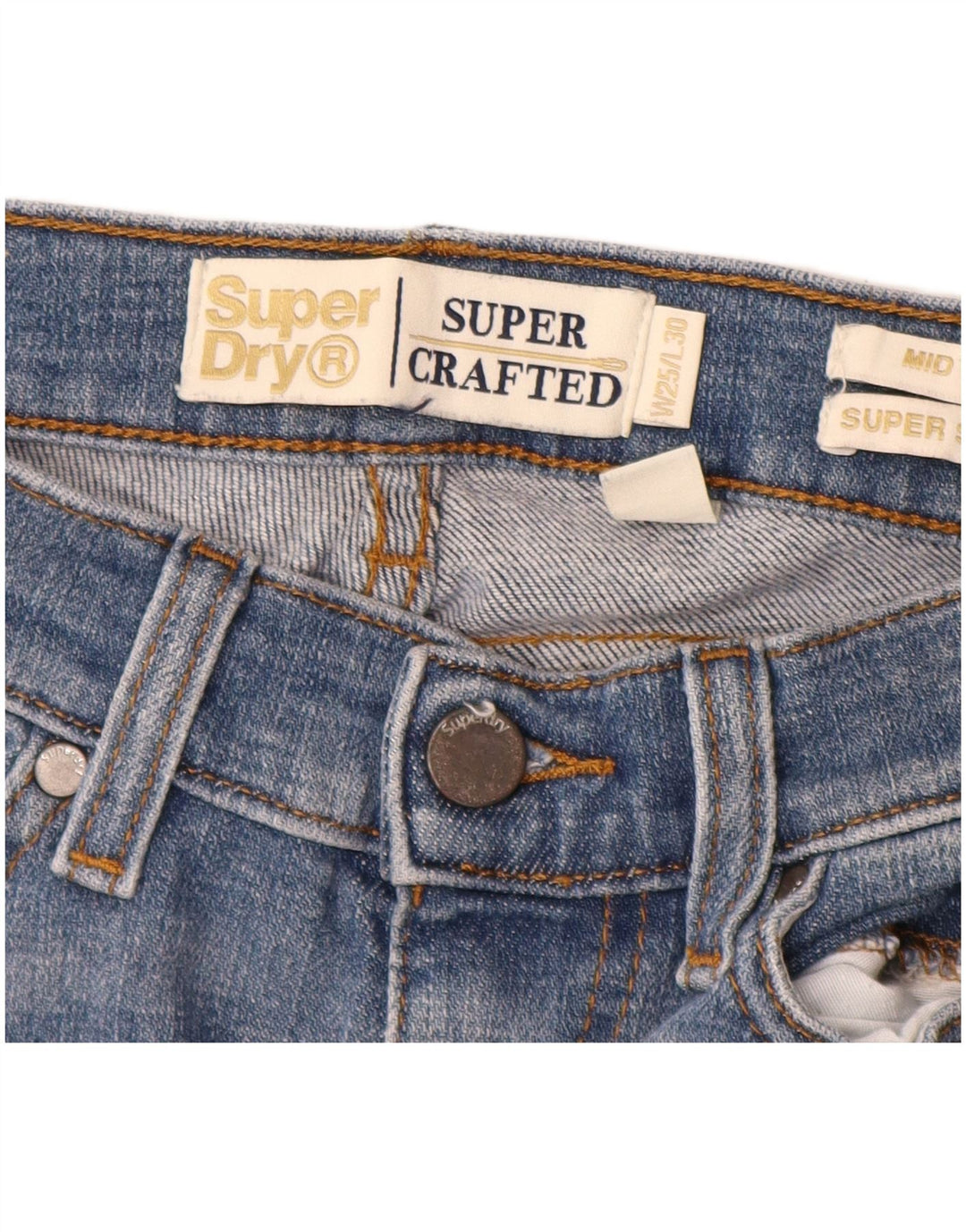 Jeans super skinny da donna a vita media SUPERDRY W25 L28 cotone blu