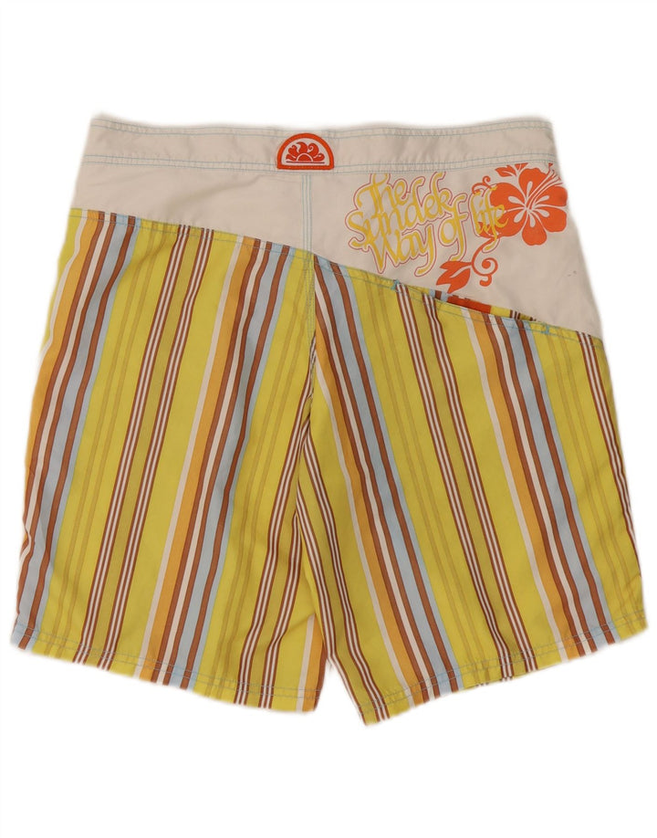 Pantaloncini da bagno grafici da uomo Sundek a righe gialle medie