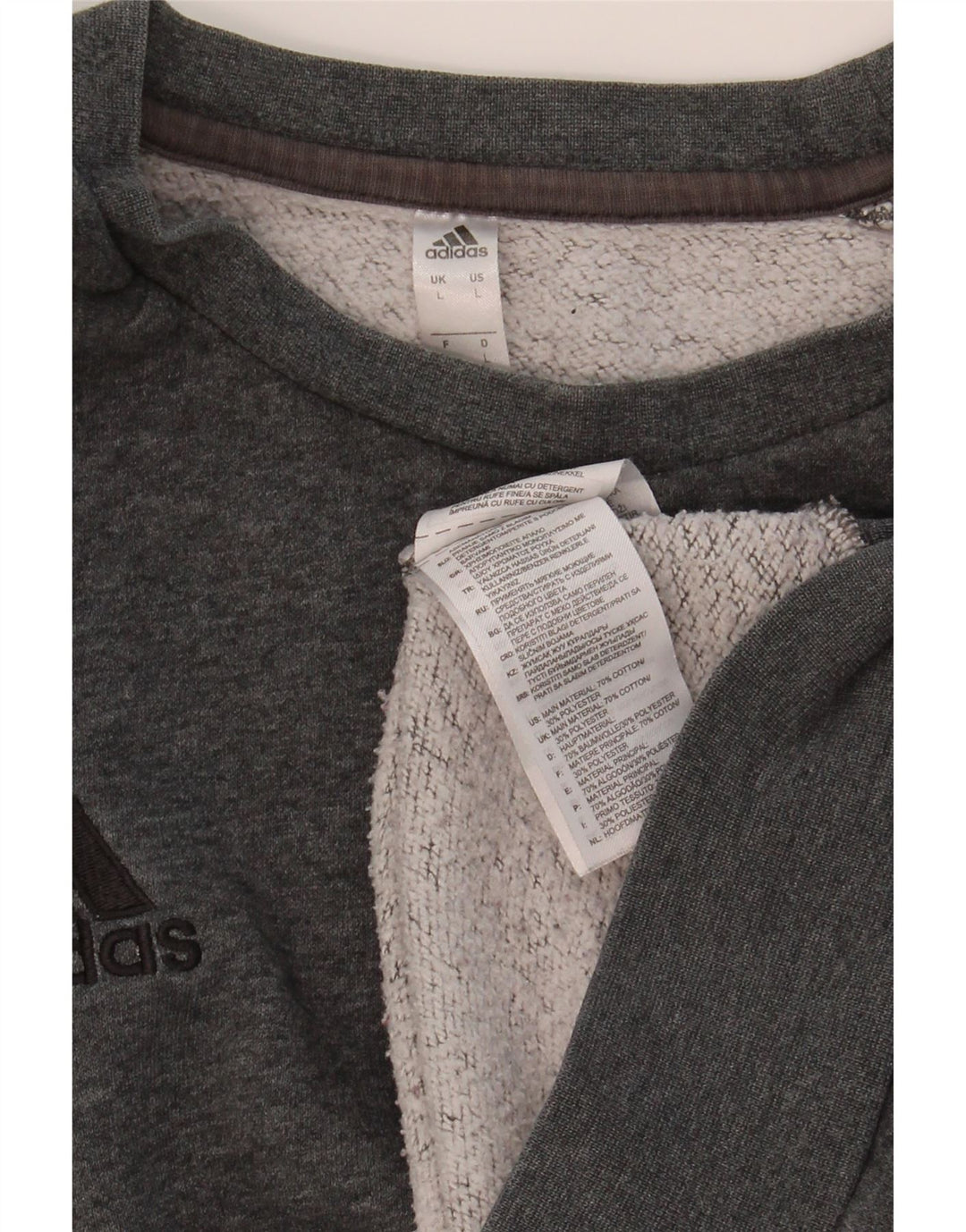 ADIDAS Mens Sweatshirt Jumper Large Grey Cotton Vintage Adidas and Second-Hand Adidas from Messina Hembry 