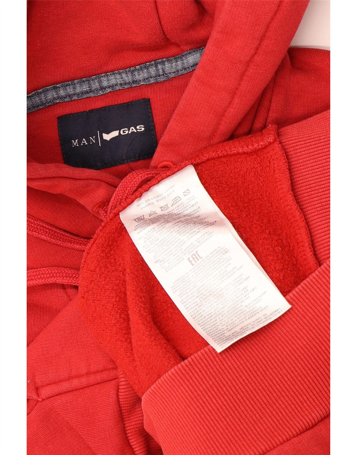 Maglione con cappuccio grafico da uomo GAS in cotone rosso medio